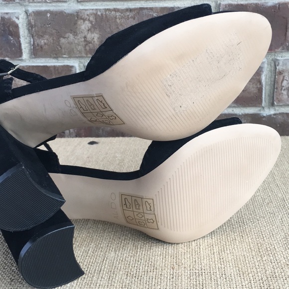 Aldo Suede Ankle Strap Block Heels - Picture 5 of 8